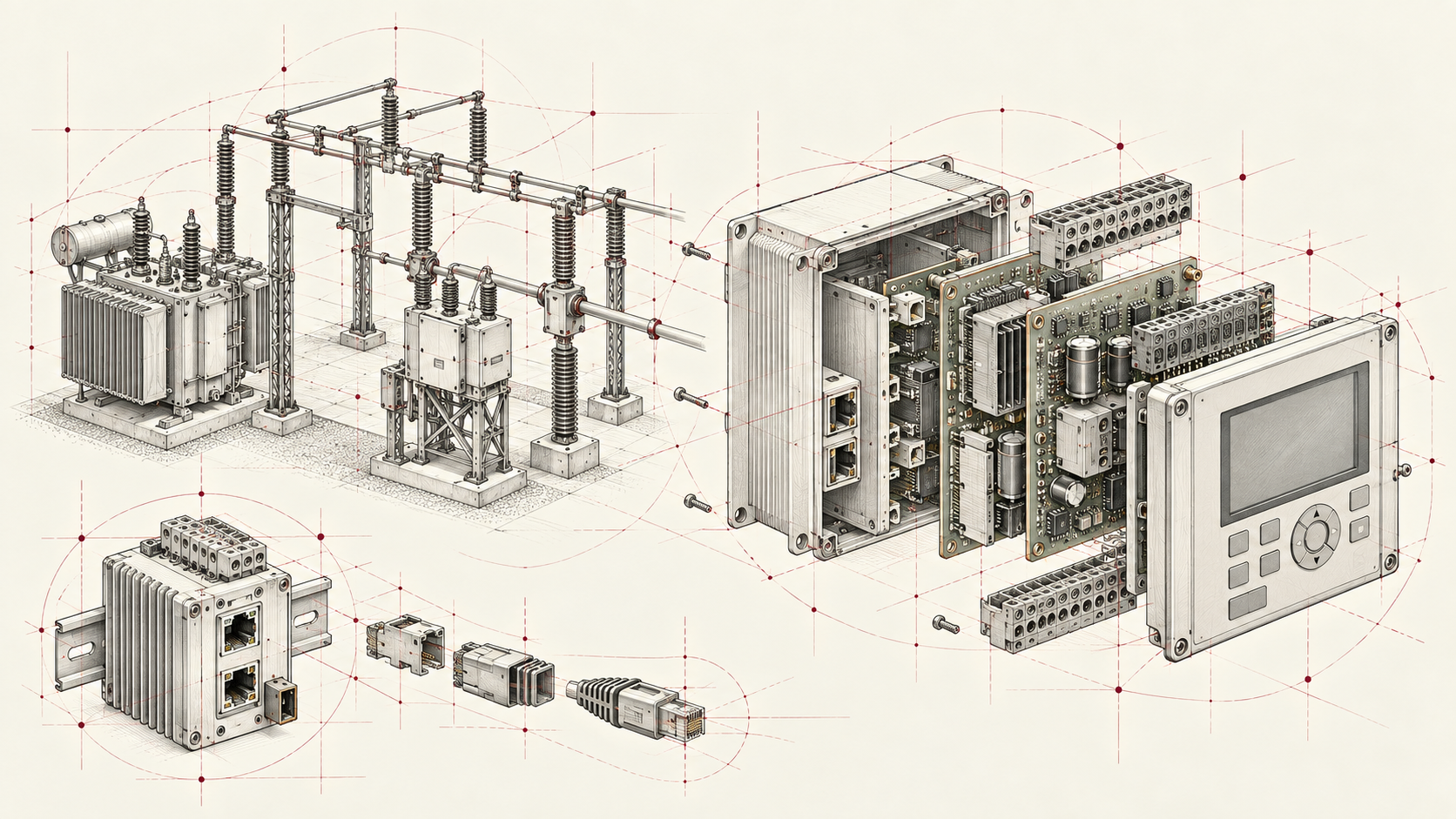 Engineering study of a substation, protection relay and connection adapter